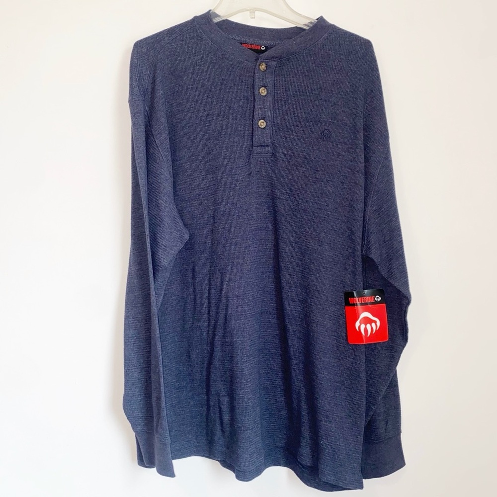 NWT Men’s Wolverine Walden Long Sleeve Waffle Henley Shirt Navy XL